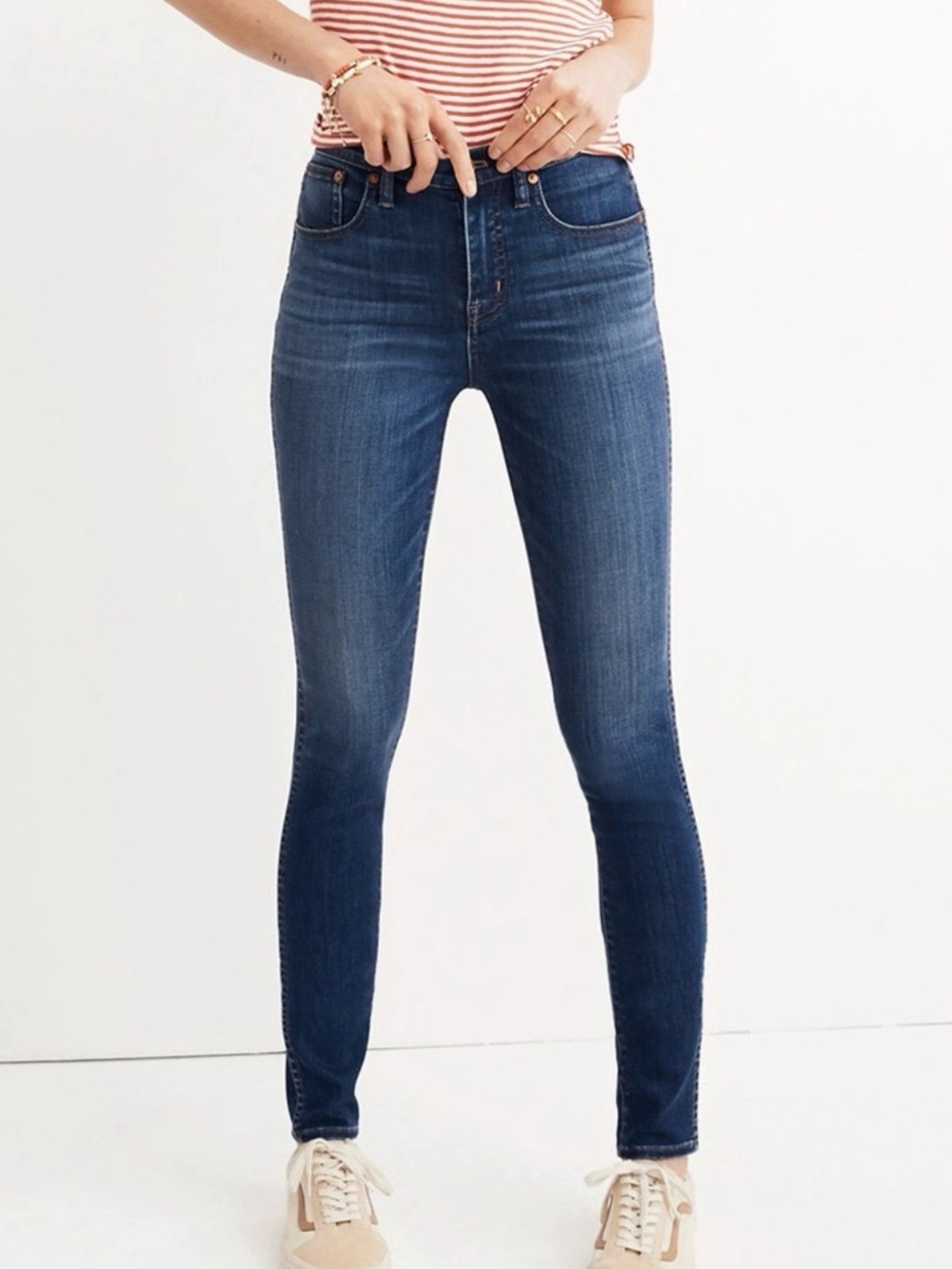 Madewell Mid-Rise Skinny Jeans in Deep Blue Wash
